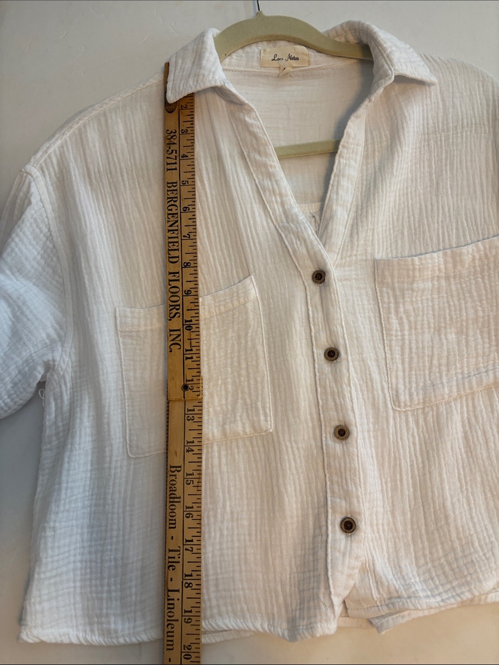 LOVE NOTES WHITE CRINKLED CROP TOP
L/S BUTTON DOWN SIZE MEDIUM ALL COTTON - Picture 8 of 8